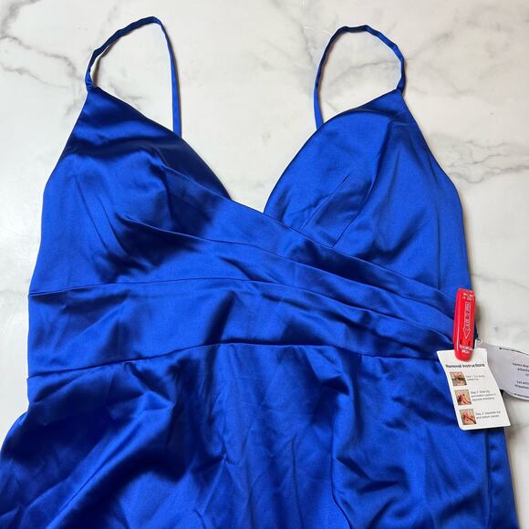 IEENA FOR MAC DUGGAL 26264 Plunging Faux Wrap Sleeveless Evening Gown 14 NEW - Picture 5 of 8